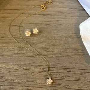 Kate Spade Gold Floral Necklace and Earring Set